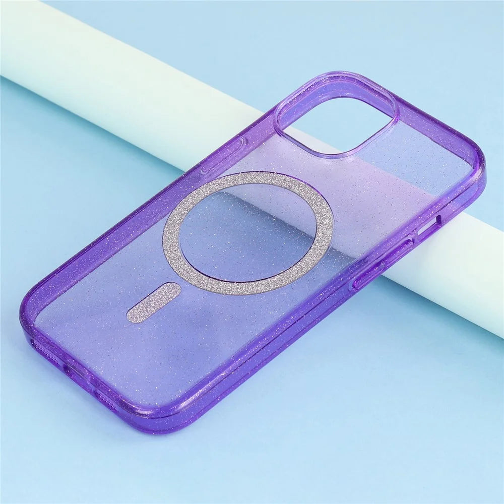 For iPhone 13 Case Compatible with MagSafe 2.0mm PC + TPU Glitter Phone Cover - Purple - 7