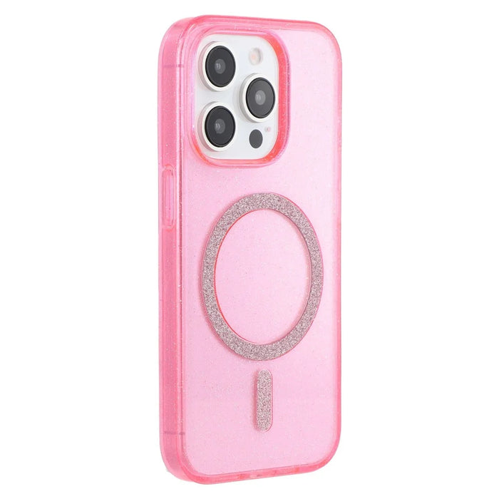 For iPhone 14 Pro Case Compatible with MagSafe 2.0mm PC + TPU Glitter Phone Cover - Pink - 1