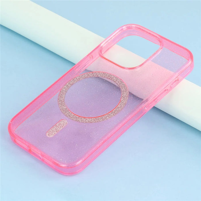 For iPhone 14 Pro Case Compatible with MagSafe 2.0mm PC + TPU Glitter Phone Cover - Pink - 7