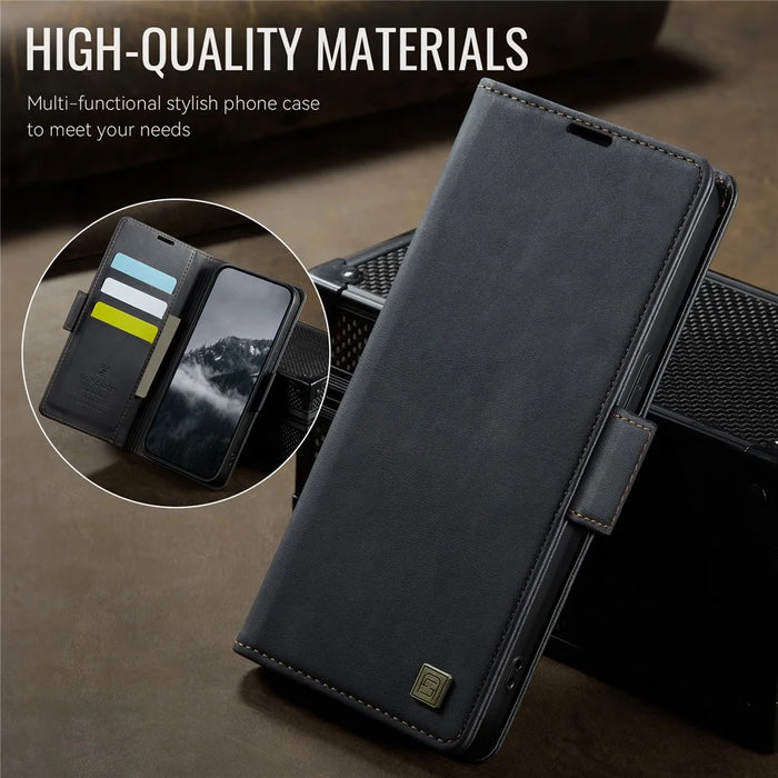 AUTSPACE For iPhone 15 Plus Case  A11 RFID Blocking Retro Leather Cell Phone Wallet Cover - Black - 3