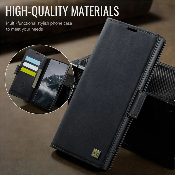 AUTSPACE For Samsung Galaxy Note20 5G Case  A11 RFID Blocking Retro Leather Cell Phone Wallet Cover - Black - 3