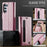 AUTSPACE For Samsung Galaxy Z Fold5 5G Case  A11 RFID Blocking Retro Leather Cell Phone Wallet Cover - Pink - 7