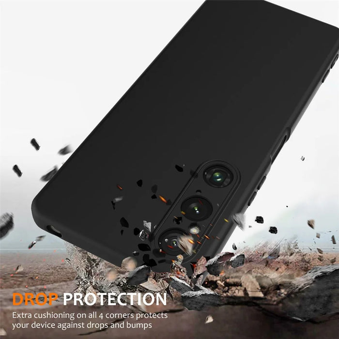 For Sony Xperia 1 V Magnetic Case Anti-Drop Liquid Silicone Phone Cover - Black - 2