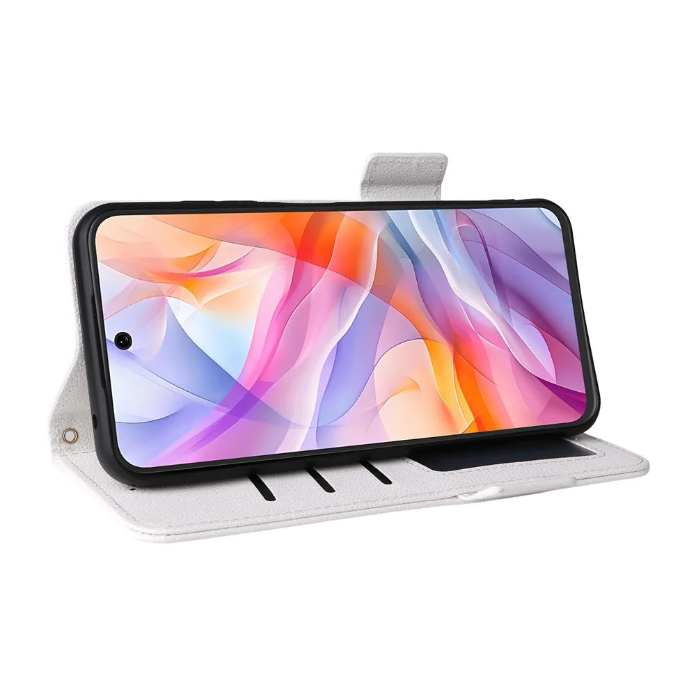 For ZTE Blade V70 Design / Blade V70 Vita Case with Wrist Strap Litchi Texture PU Leather Wallet Phone Cover - White - 4