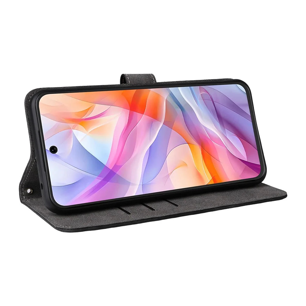 Wallet Case For ZTE Blade V70 Design  /  nubia V70 Design  /  Blade V70 Vita RFID Blocking PU Leather Cover Stand View - Black - 3