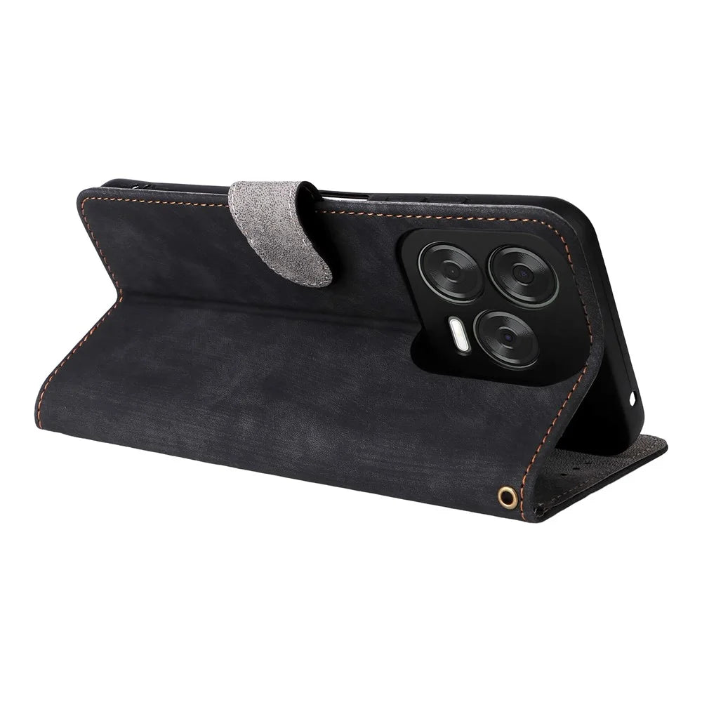 Wallet Case For ZTE Blade V70 Design  /  nubia V70 Design  /  Blade V70 Vita RFID Blocking PU Leather Cover Stand View - Black - 4
