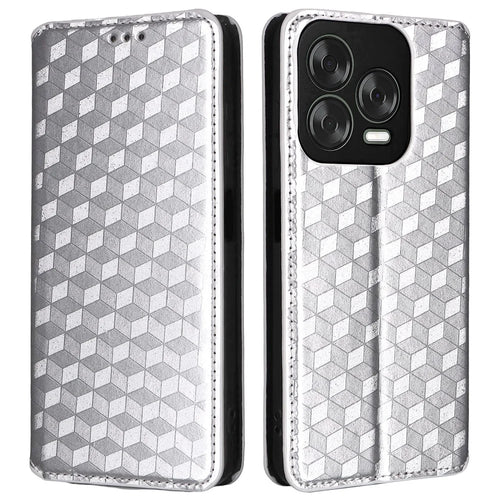 Wallet Phone Case for ZTE Blade V70 Design / Nubia V70 Design / Blade V70 Vita Rhombus Imprinted Leather Phone Cover - Silver - 1