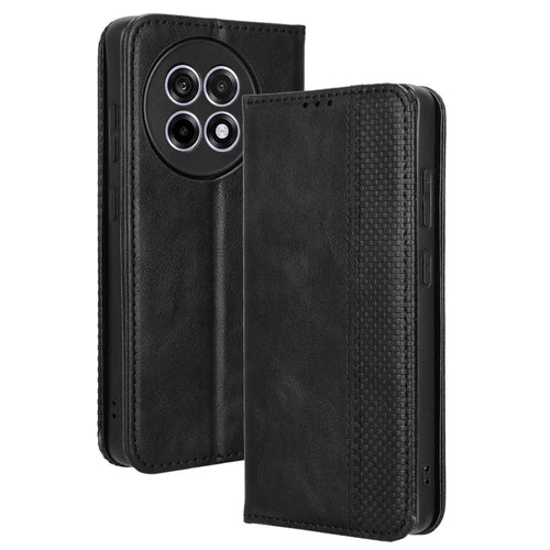 Leather Case for OnePlus 13R 5G / Ace 5 5G / Ace 5 Pro 5G Wallet Stand Retro Texture Phone Cover - Black - 1