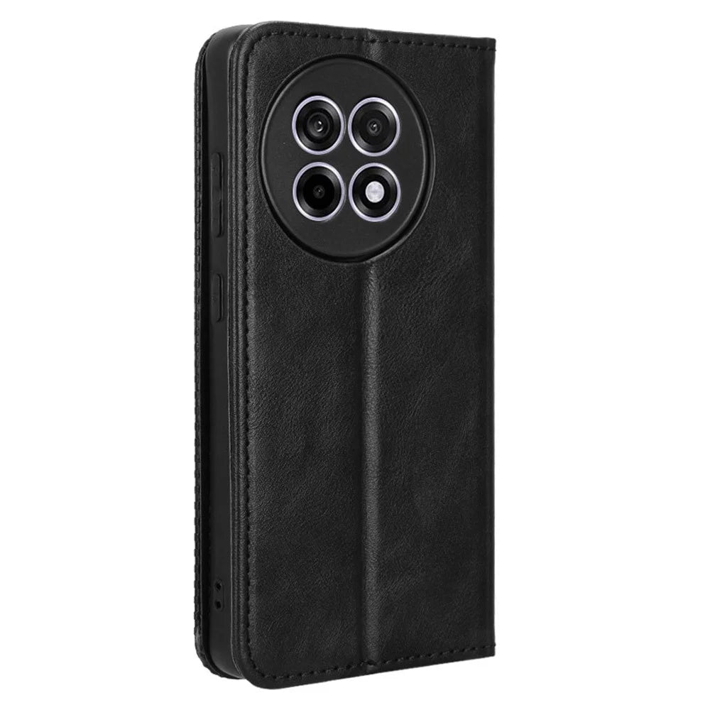 Leather Case for OnePlus 13R 5G / Ace 5 5G / Ace 5 Pro 5G Wallet Stand Retro Texture Phone Cover - Black - 7