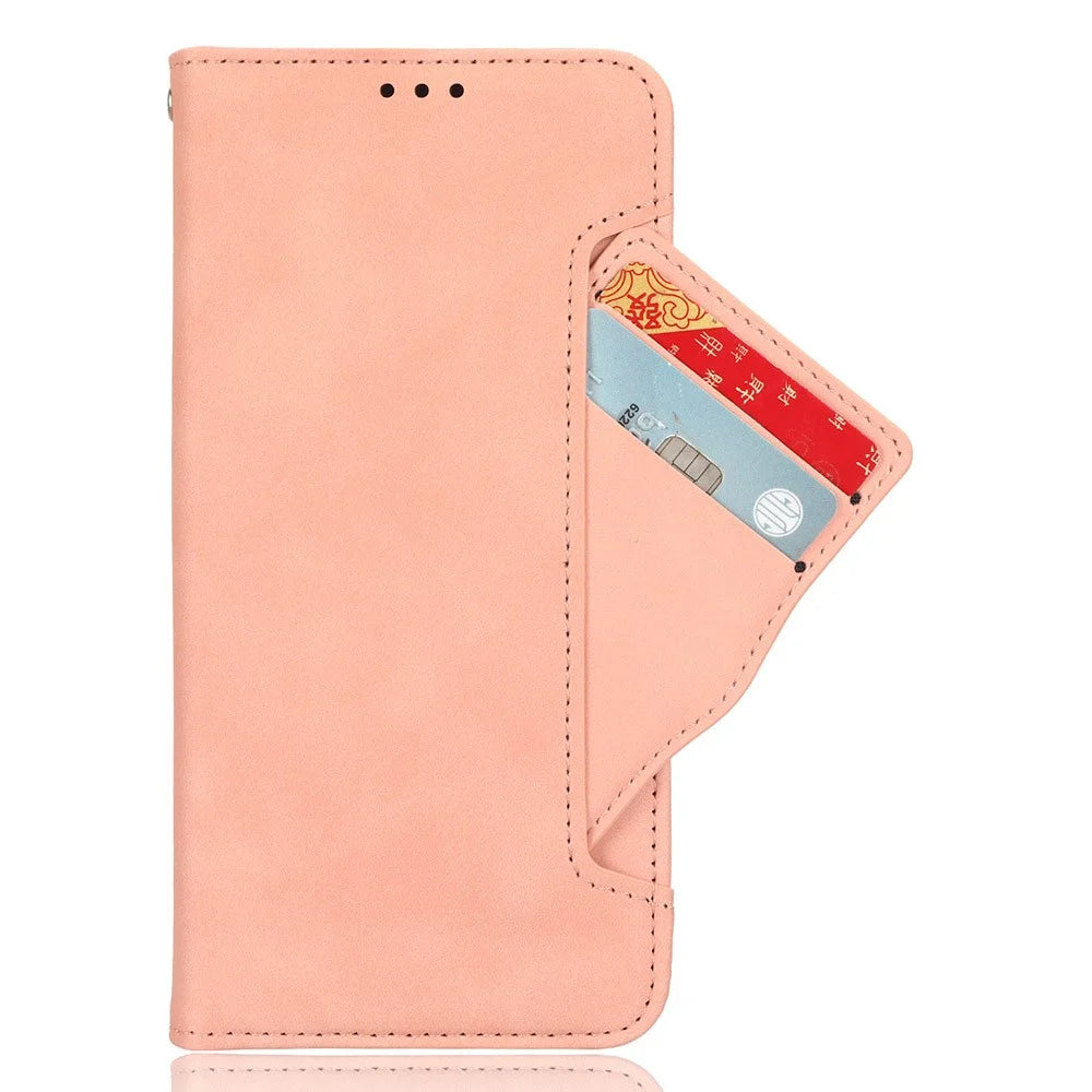 Leather Case for OnePlus 13R 5G / Ace 5 5G / Ace 5 Pro 5G Phone Wallet Cover with Multiple Card Slots - Pink - 2