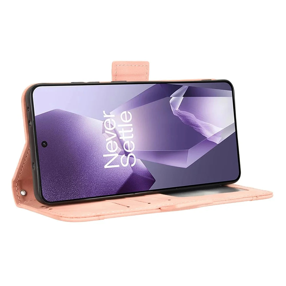 Leather Case for OnePlus 13R 5G / Ace 5 5G / Ace 5 Pro 5G Phone Wallet Cover with Multiple Card Slots - Pink - 4