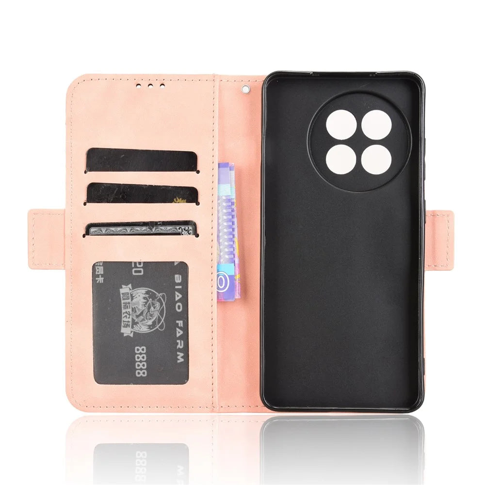 Leather Case for OnePlus 13R 5G / Ace 5 5G / Ace 5 Pro 5G Phone Wallet Cover with Multiple Card Slots - Pink - 5