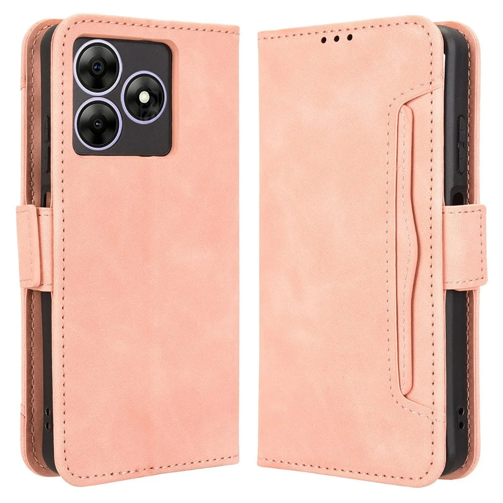 Leather Case for Blackview Wave 8 / Wave 8C / Oscal Flat 2 Phone Wallet Cover with Multiple Card Slots - Pink - 1