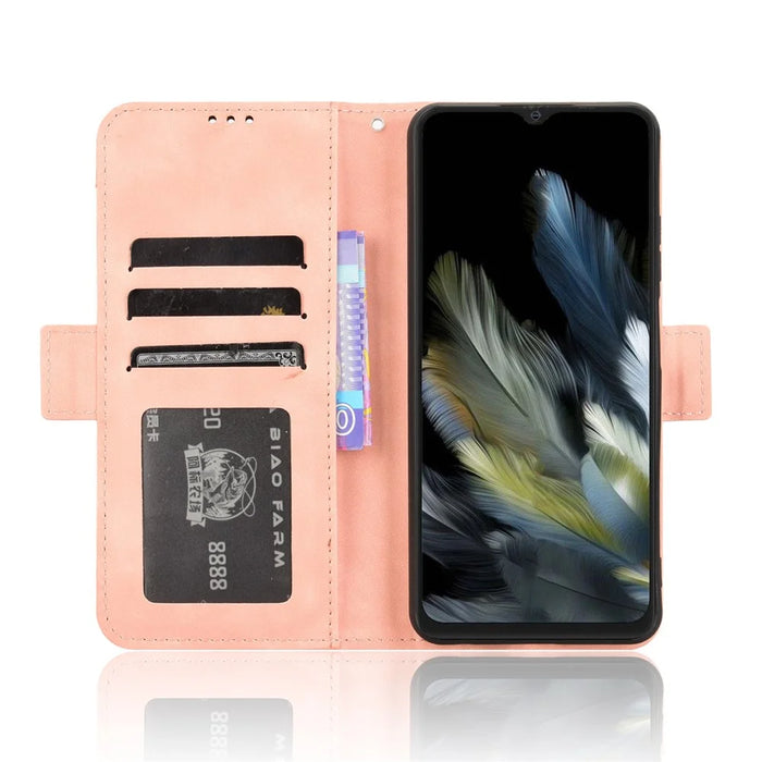 Leather Case for Blackview Wave 8 / Wave 8C / Oscal Flat 2 Phone Wallet Cover with Multiple Card Slots - Pink - 3
