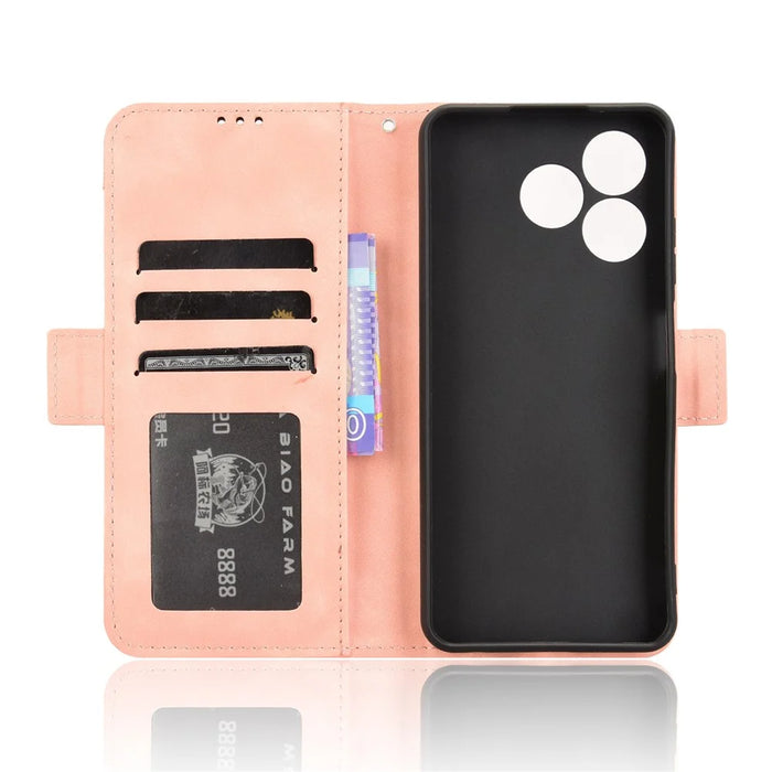 Leather Case for Blackview Wave 8 / Wave 8C / Oscal Flat 2 Phone Wallet Cover with Multiple Card Slots - Pink - 5