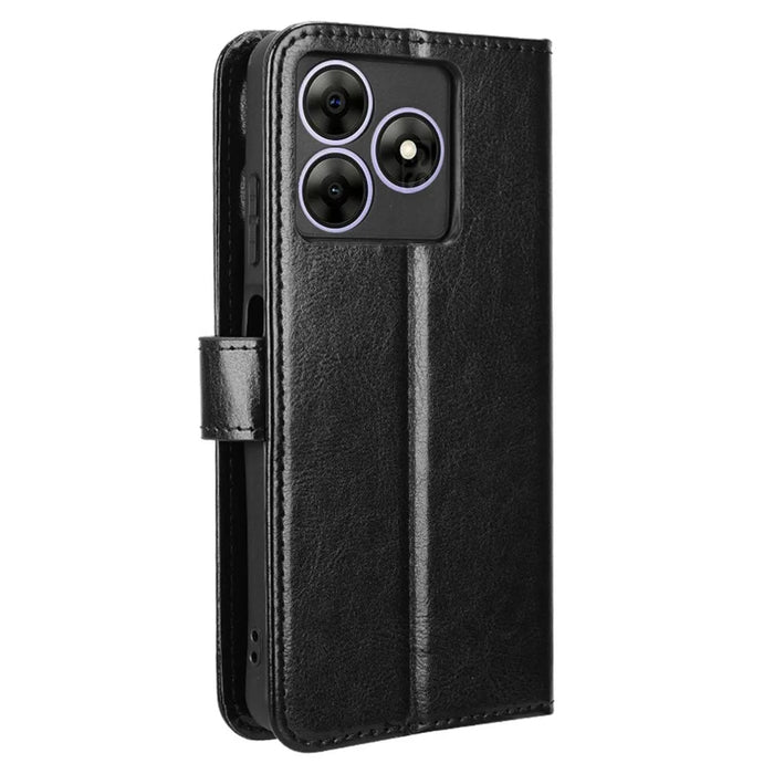 Leather Case for Blackview Wave 8 / Wave 8C / Oscal Flat 2 Crazy Horse Texture Phone Wallet Cover - Black - 6