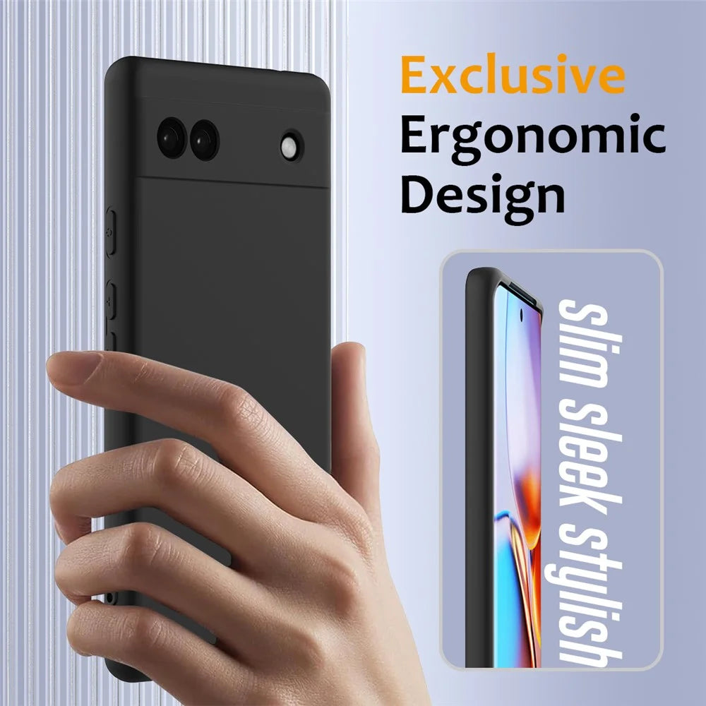 For Google Pixel 6a Magnetic Case Anti-Drop Liquid Silicone Phone Cover - Black - 4