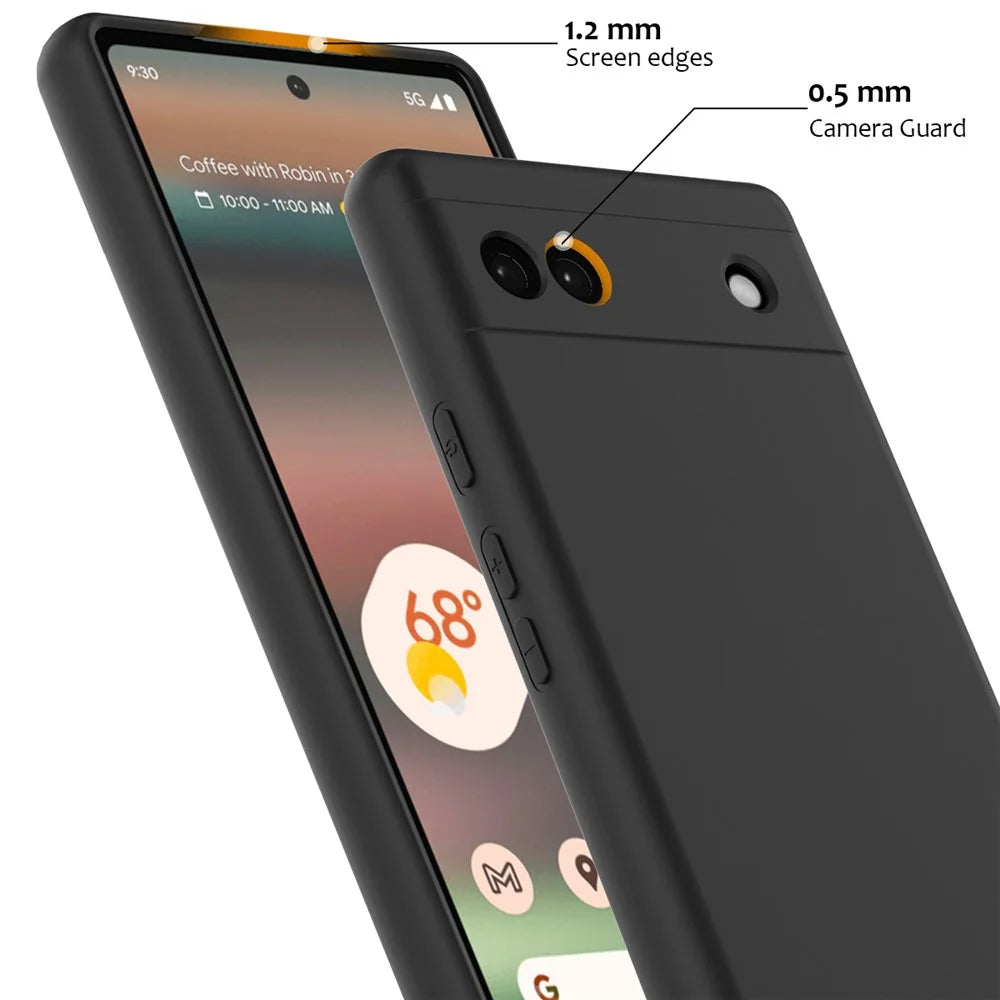 For Google Pixel 6a Magnetic Case Anti-Drop Liquid Silicone Phone Cover - Black - 6