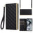 For Samsung Galaxy S25 Ultra Case Suction Cup PU Leather Wallet Phone Cover with Straps - Black - 1