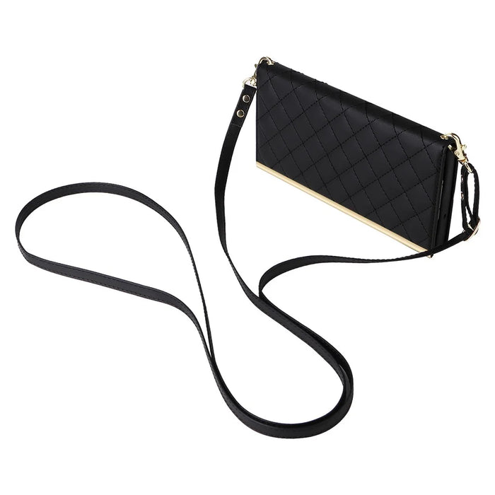 For Samsung Galaxy S25 Ultra Case Suction Cup PU Leather Wallet Phone Cover with Straps - Black - 4