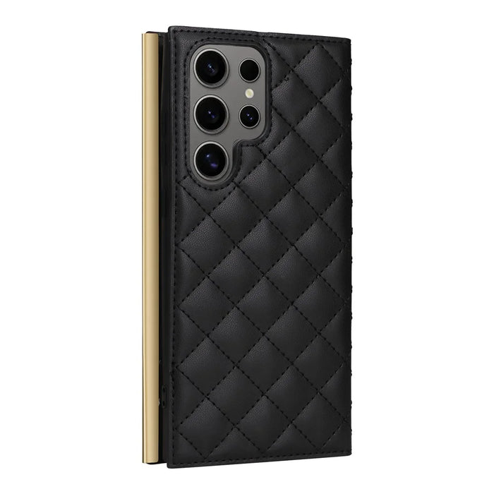 For Samsung Galaxy S25 Ultra Case Suction Cup PU Leather Wallet Phone Cover with Straps - Black - 7