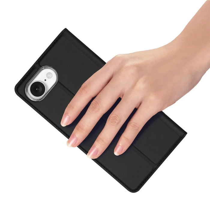DUX DUCIS Skin Pro Series For iPhone 17e / 16e Case Leather Stand Cover Card Holder - Black - 6