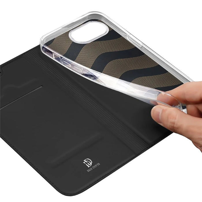 DUX DUCIS Skin Pro Series For iPhone 17e / 16e Case Leather Stand Cover Card Holder - Black - 7
