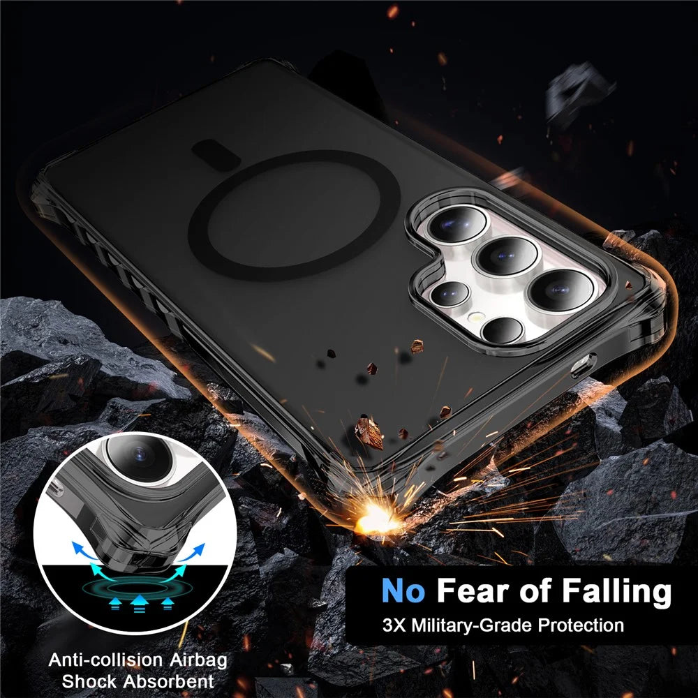 For Samsung Galaxy S24 Ultra Magnetic Case Small Wavy Edge PC + TPU Phone Cover - Black - 2