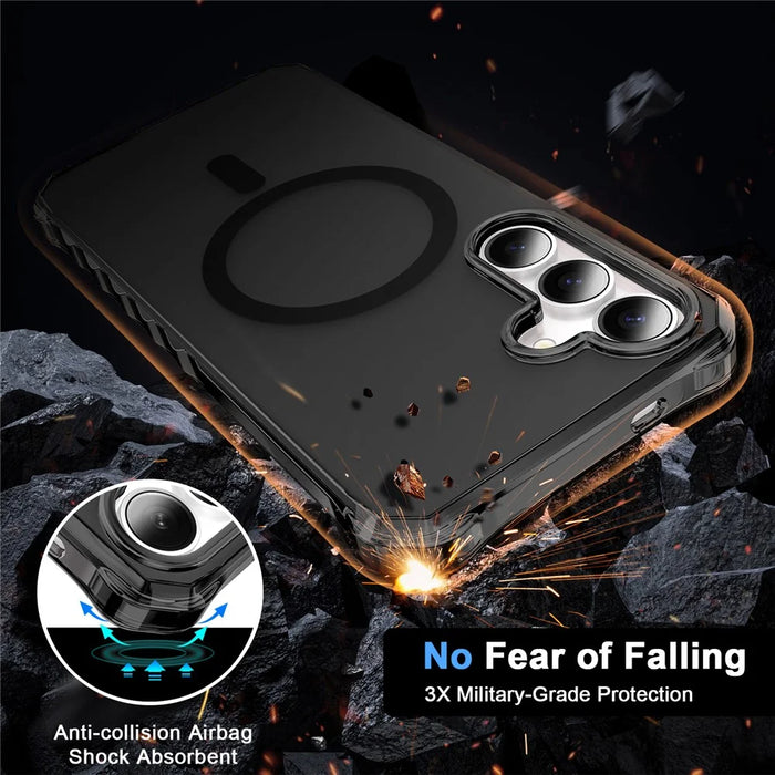 For Samsung Galaxy S25 / S24 Magnetic Case Small Wavy Edge PC + TPU Phone Cover - Black - 3