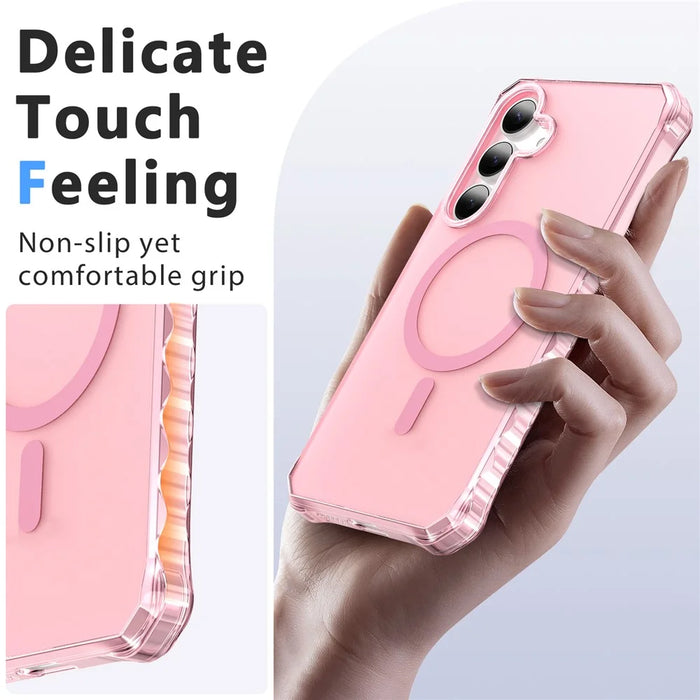 For Samsung Galaxy S25+ / S24+ Magnetic Case Small Wavy Edge PC + TPU Phone Cover - Pink - 5