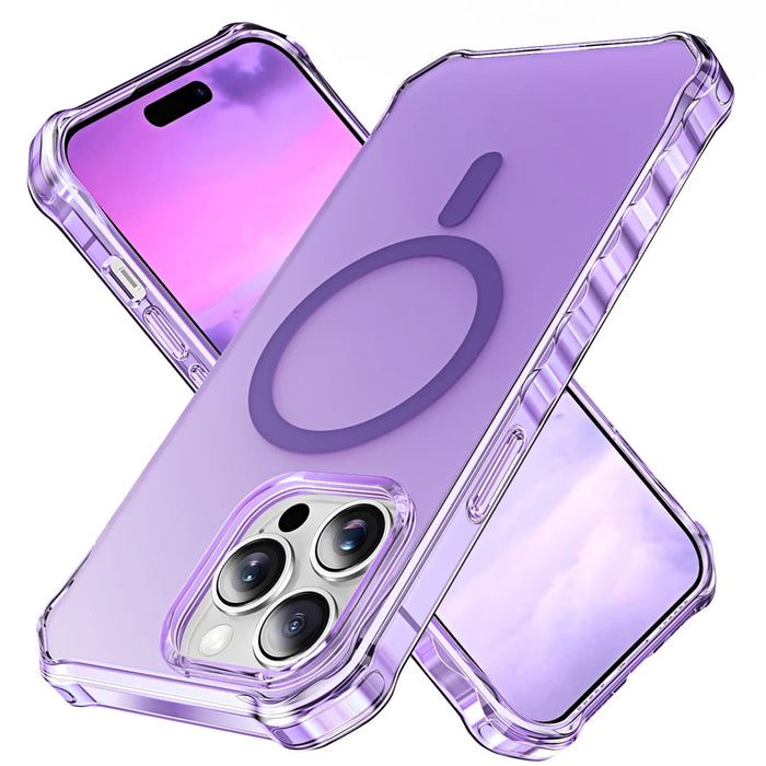 For iPhone 16 Pro Case Compatible with MagSafe Small Wavy Edge PC + TPU Phone Cover - Purple - 1