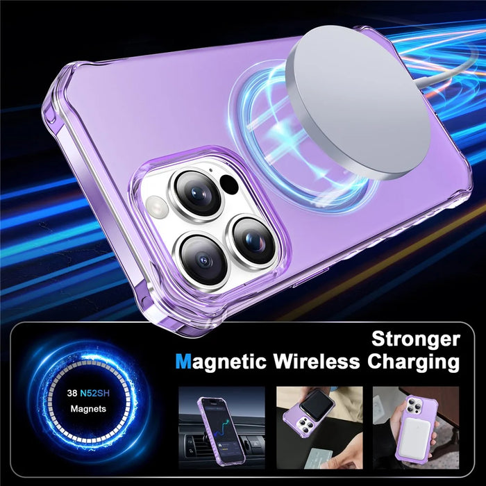 For iPhone 16 Pro Case Compatible with MagSafe Small Wavy Edge PC + TPU Phone Cover - Purple - 2