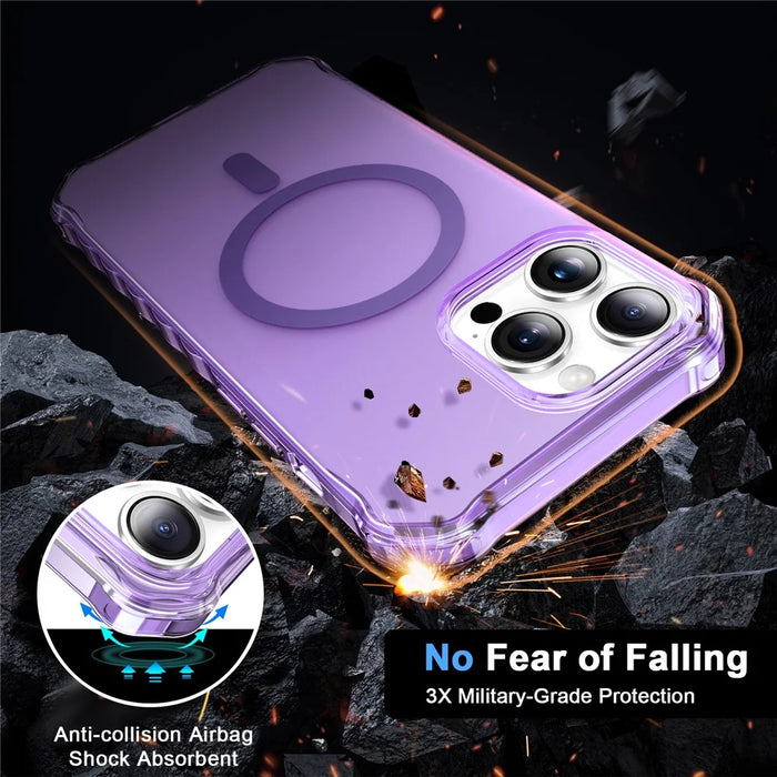 For iPhone 16 Pro Case Compatible with MagSafe Small Wavy Edge PC + TPU Phone Cover - Purple - 3