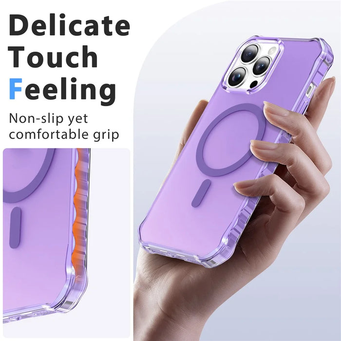 For iPhone 16 Pro Case Compatible with MagSafe Small Wavy Edge PC + TPU Phone Cover - Purple - 5