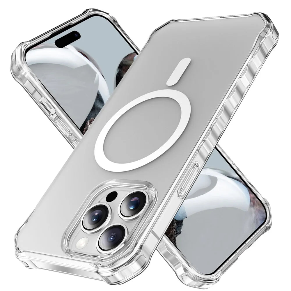 For iPhone 16 Pro Max Case Compatible with MagSafe Small Wavy Edge PC + TPU Phone Cover - Transparent - 1