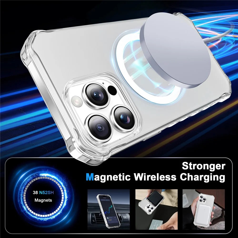 For iPhone 16 Pro Max Case Compatible with MagSafe Small Wavy Edge PC + TPU Phone Cover - Transparent - 2