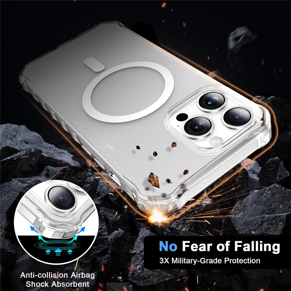 For iPhone 16 Pro Max Case Compatible with MagSafe Small Wavy Edge PC + TPU Phone Cover - Transparent - 3