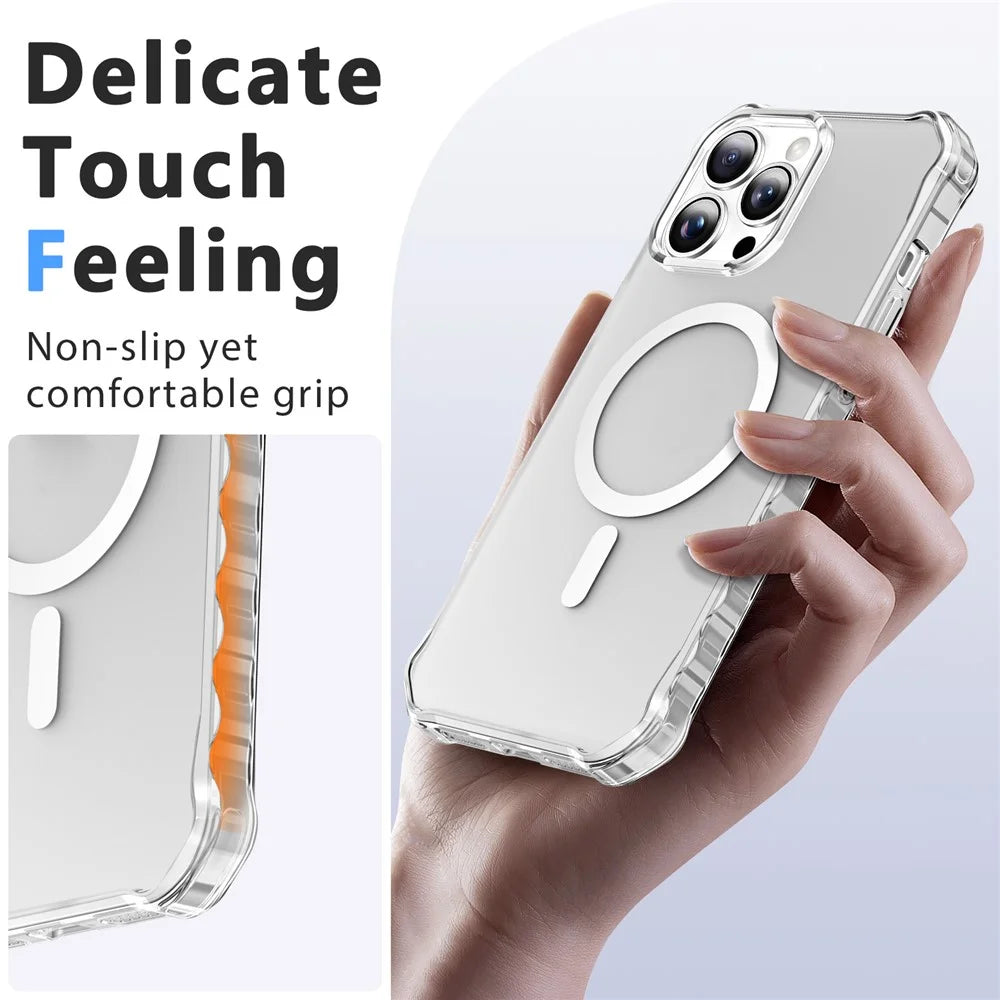 For iPhone 16 Pro Max Case Compatible with MagSafe Small Wavy Edge PC + TPU Phone Cover - Transparent - 5