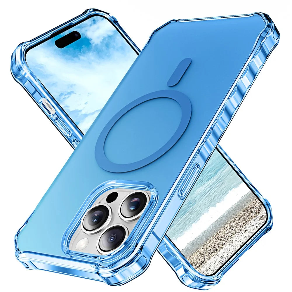 For iPhone 15 Pro Max Case Compatible with MagSafe Small Wavy Edge PC + TPU Phone Cover - Blue - 1