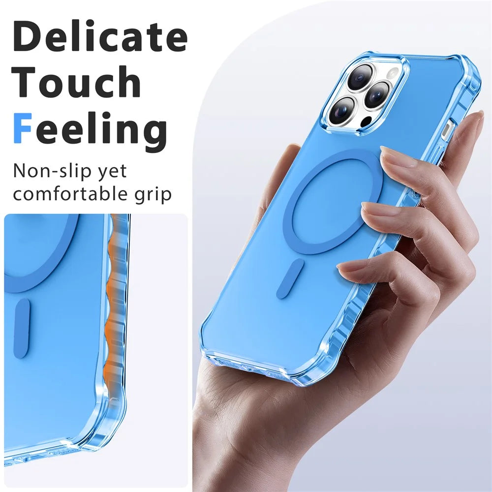 For iPhone 15 Pro Max Case Compatible with MagSafe Small Wavy Edge PC + TPU Phone Cover - Blue - 5