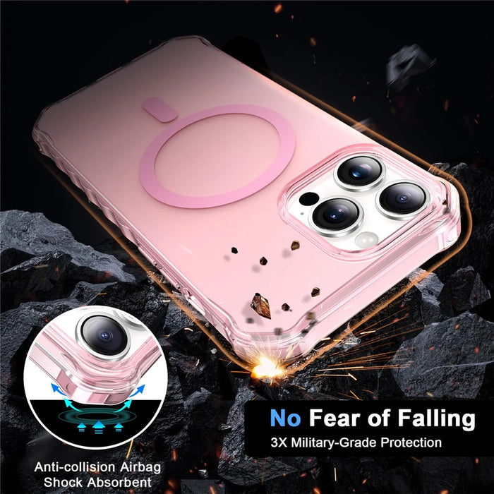 For iPhone 14 Pro Max Case Compatible with MagSafe Small Wavy Edge PC + TPU Phone Cover - Pink - 3