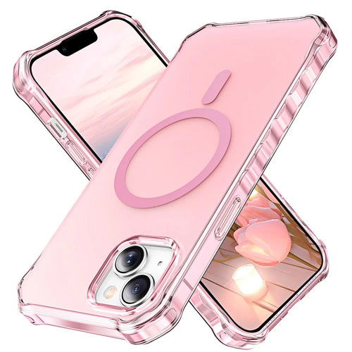 For iPhone 13 Case Compatible with MagSafe Small Wavy Edge PC + TPU Phone Cover - Pink - 1
