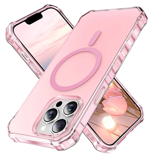 For iPhone 13 Pro Case Compatible with MagSafe Small Wavy Edge PC + TPU Phone Cover - Pink - 1