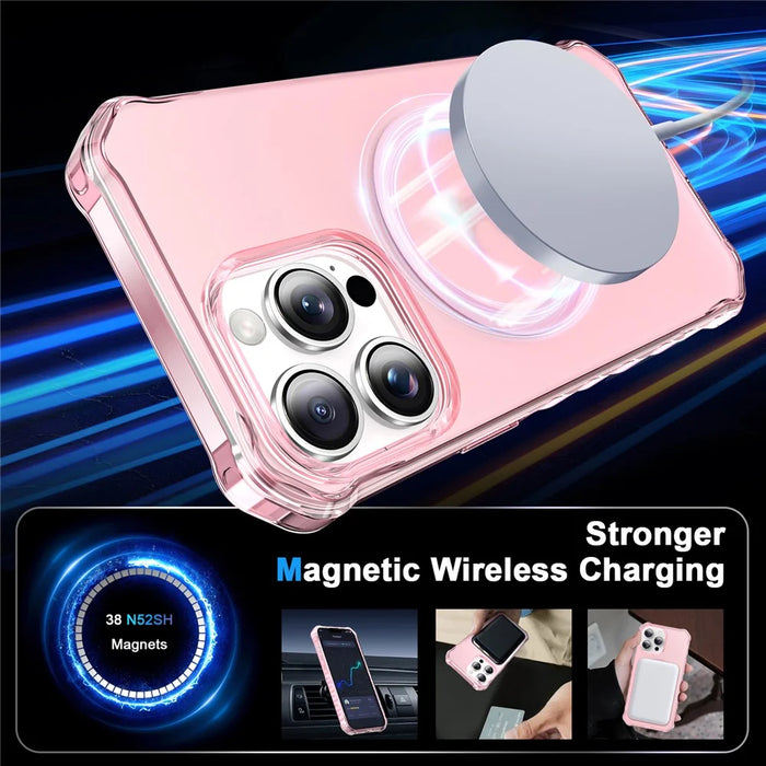 For iPhone 13 Pro Case Compatible with MagSafe Small Wavy Edge PC + TPU Phone Cover - Pink - 2