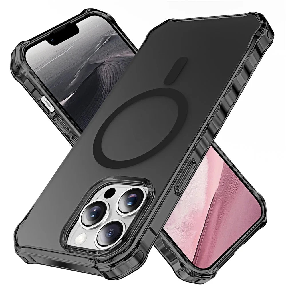 For iPhone 13 Pro Max Case Compatible with MagSafe Small Wavy Edge PC + TPU Phone Cover - Black - 1