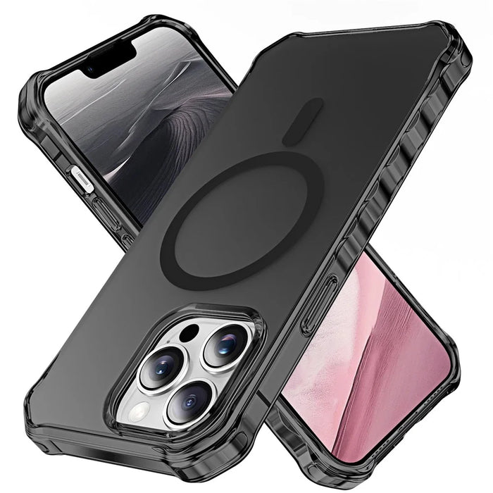 For iPhone 13 Pro Max Case Compatible with MagSafe Small Wavy Edge PC + TPU Phone Cover - Black - 1