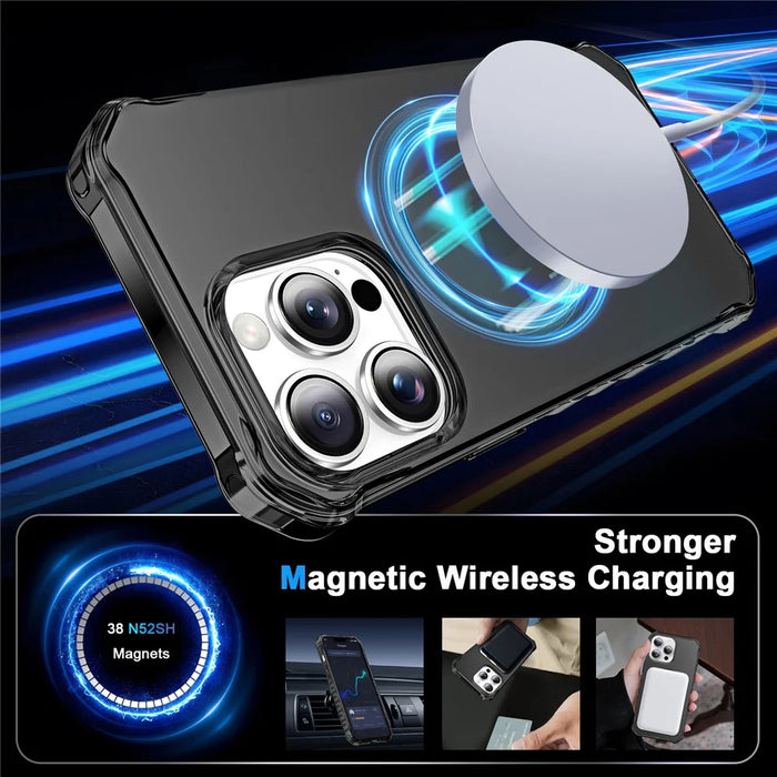 For iPhone 13 Pro Max Case Compatible with MagSafe Small Wavy Edge PC + TPU Phone Cover - Black - 2