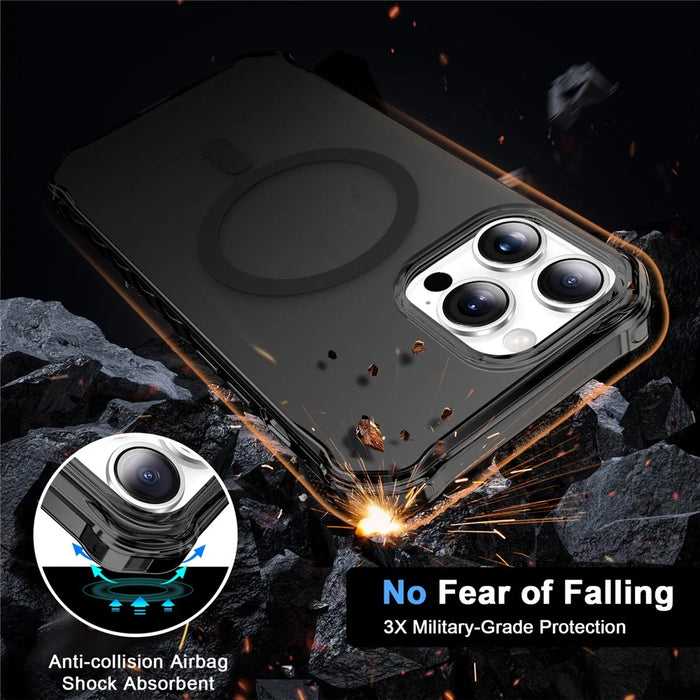 For iPhone 13 Pro Max Case Compatible with MagSafe Small Wavy Edge PC + TPU Phone Cover - Black - 3