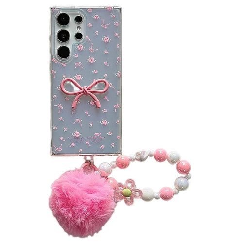 For Samsung Galaxy S24 Ultra Case Flower Pattern IMD TPU Phone Cover with Chain - 1