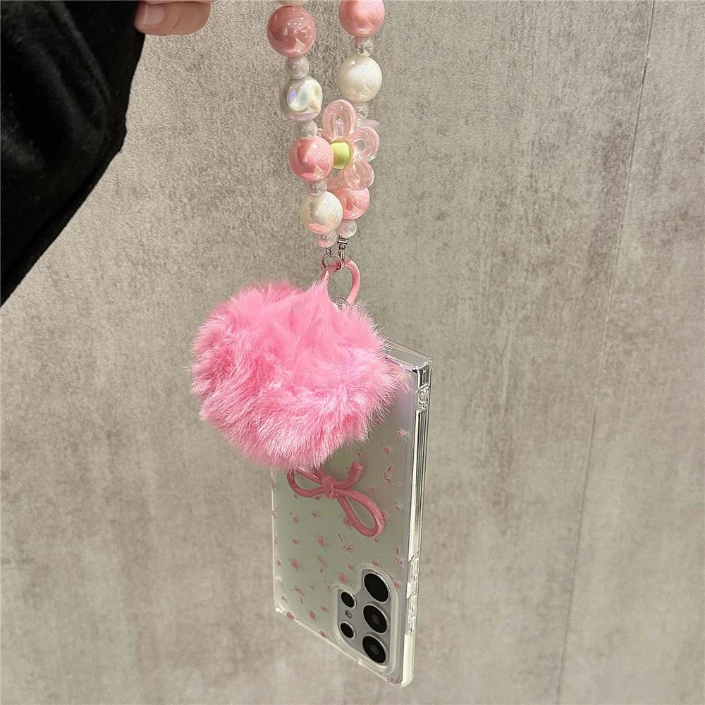 For Samsung Galaxy S24 Ultra Case Flower Pattern IMD TPU Phone Cover with Chain - 3
